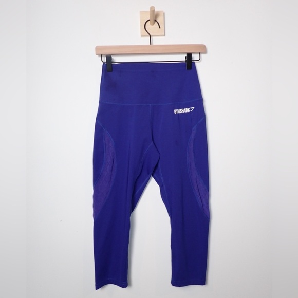 Gymshark Royal Blue Leggings Mesh Detail Cropped - Picture 1 of 14